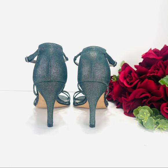 Banana Republic High Heel Sandal Sz 6 Silver 100% Leather Strappy Buckle Closure - Picture 6 of 16